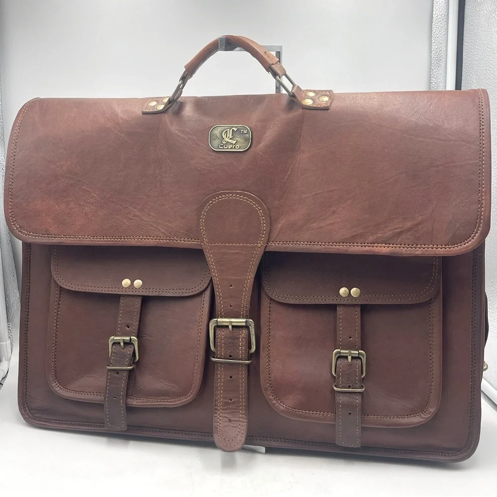 Cuero: Hand Crafted Genuine Goat Leather Laptop Computer Messenger Bag Briefcase
